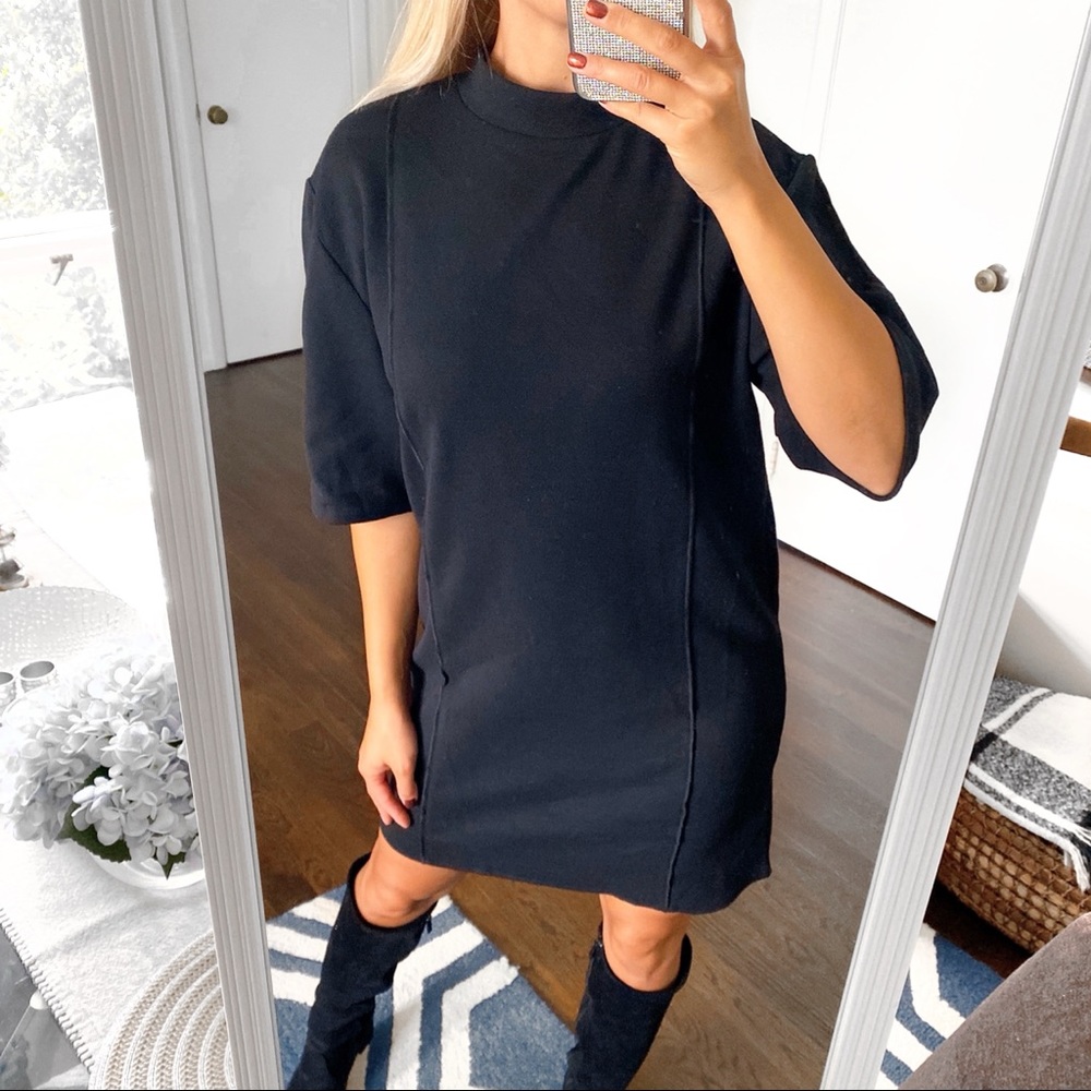 🖤 ZARA BLACK BASIC STITCHED BAGGY DRESS! - Picture 2 of 14